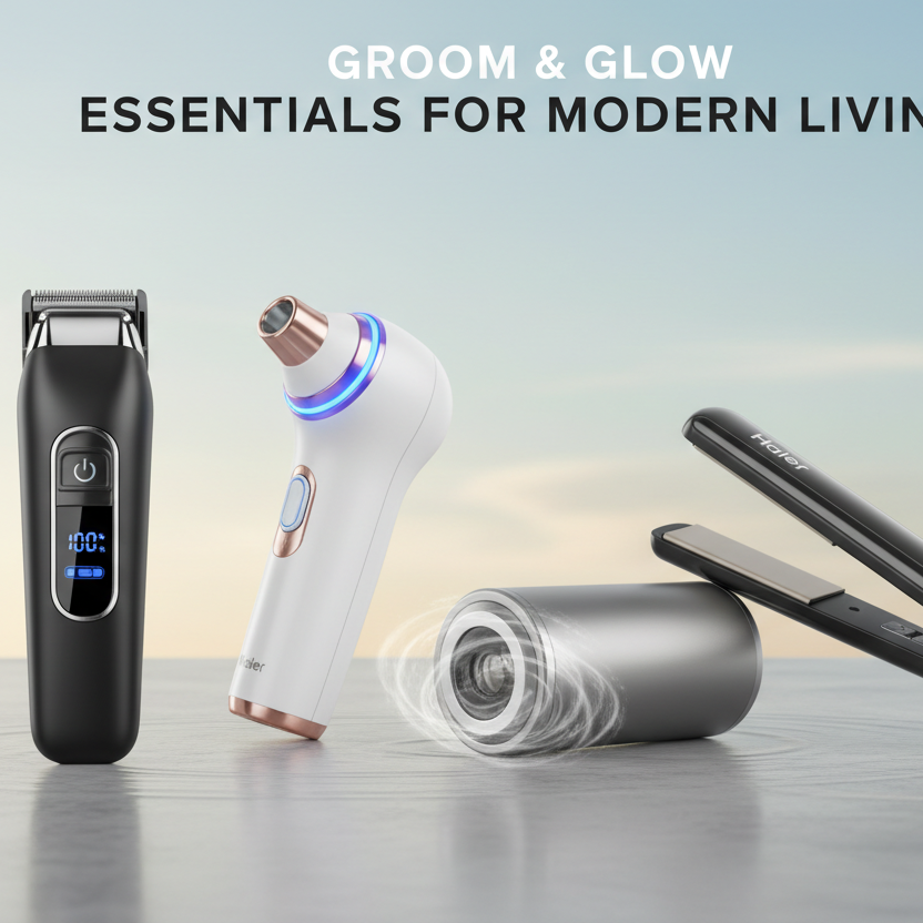 create a banner added a trimmer, black head remover , Lint remove and haier satener machine